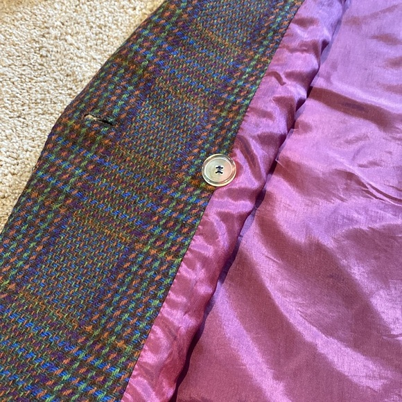 Vintage RARE Find Giorgio Sant’Angelo Tweed Plaid Pure Wool Blazer 12 *Flaw - Picture 13 of 15